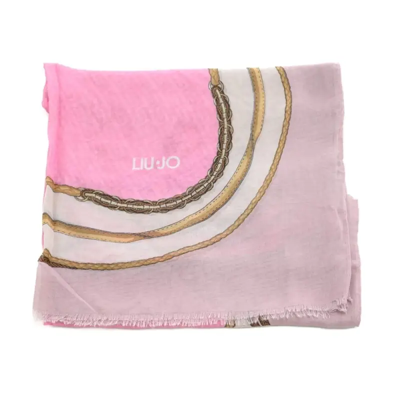 stola double da donna stampa catene e logo monogram all over soft peony miniatura 3