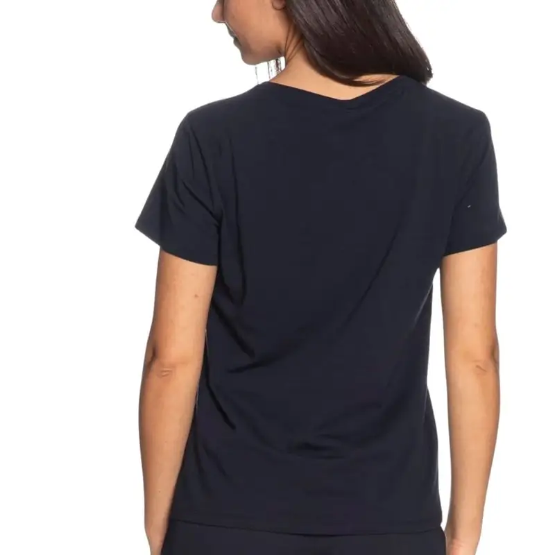 t shirt da donna con logo monogram ton sur ton stampato sul davanti e strass blu scuro miniatura 2