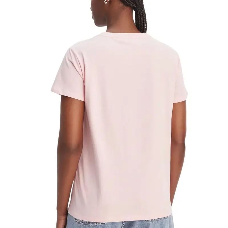 t-shirt da donna in jersey di cotone con logo lettering in rilievo e strass petalo miniatura 3