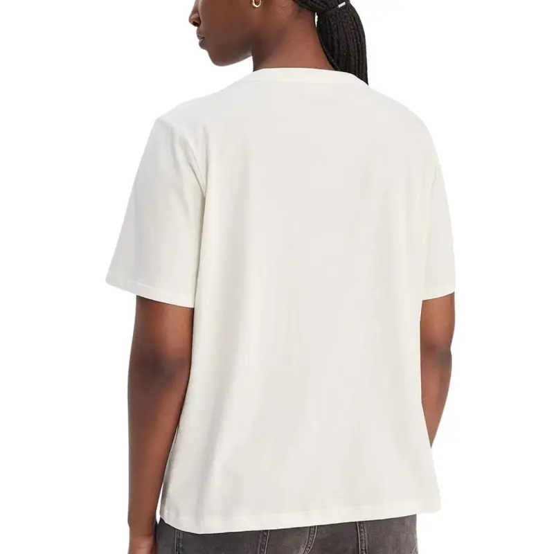 t-shirt da donna in jersey di cotone con stampa logo lettering e decorazioni con strass bianca miniatura 3