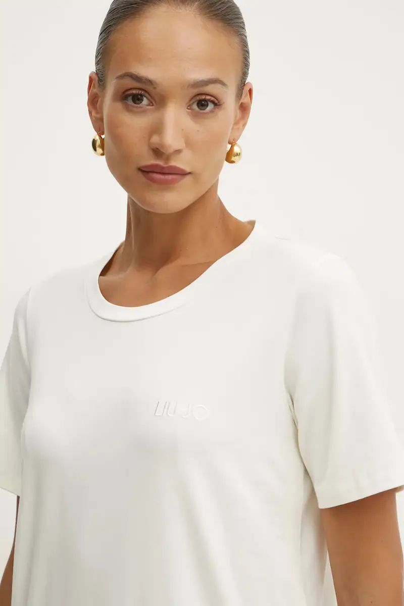 Liu Jo T-shirt Donna Beige 3121255 miniatura 4