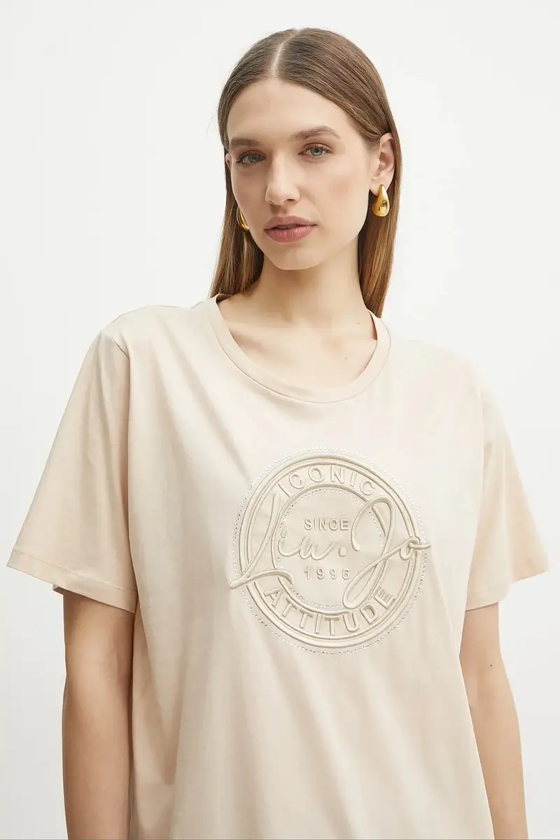 Liu Jo T-shirt Donna Beige 3292020 miniatura 4
