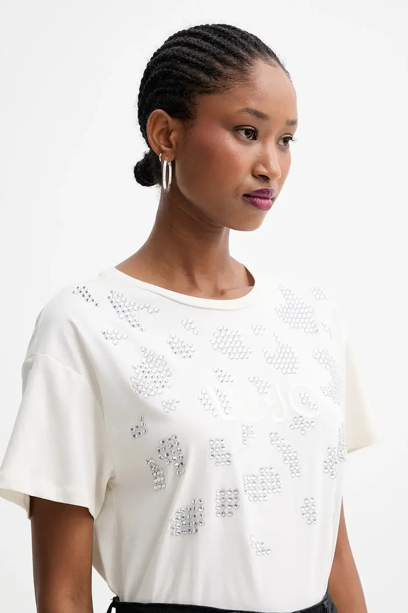 Liu Jo T-shirt Donna Beige 3572332 miniatura 4