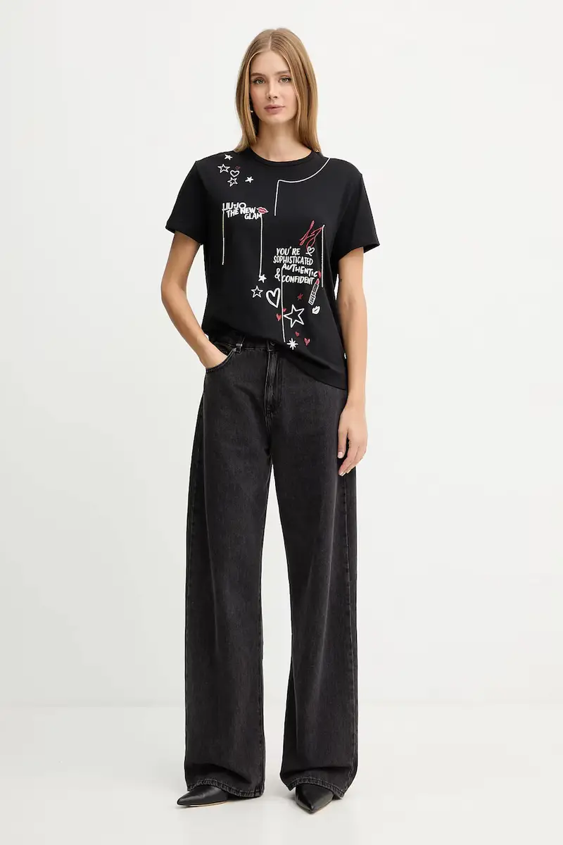 Liu Jo T-shirt Donna Nero 3645395 miniatura 2
