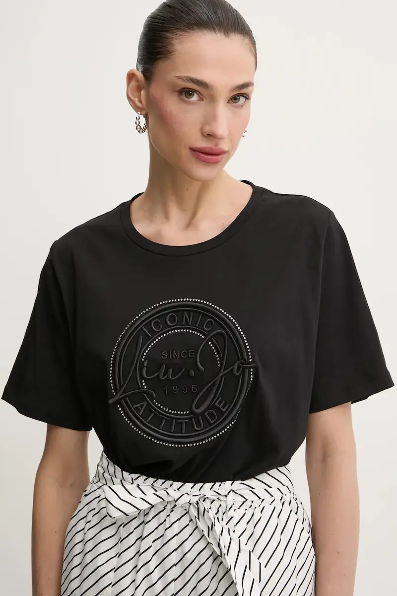 Liu Jo T-shirt Donna Nero 3335645 miniatura 4