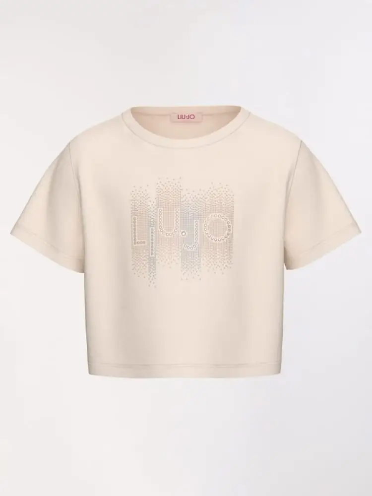 t-shirt kids/junior rosa con stampa logo frontale