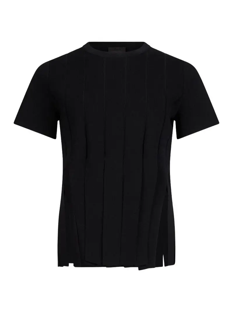 T-shirt nera slim fit con frange Nero