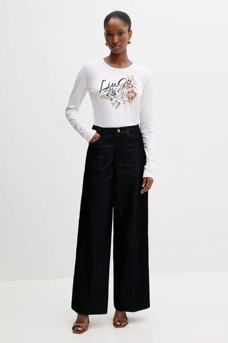 top a maniche lunghe in cotone colore bianco MF5464 JS923 miniatura 2