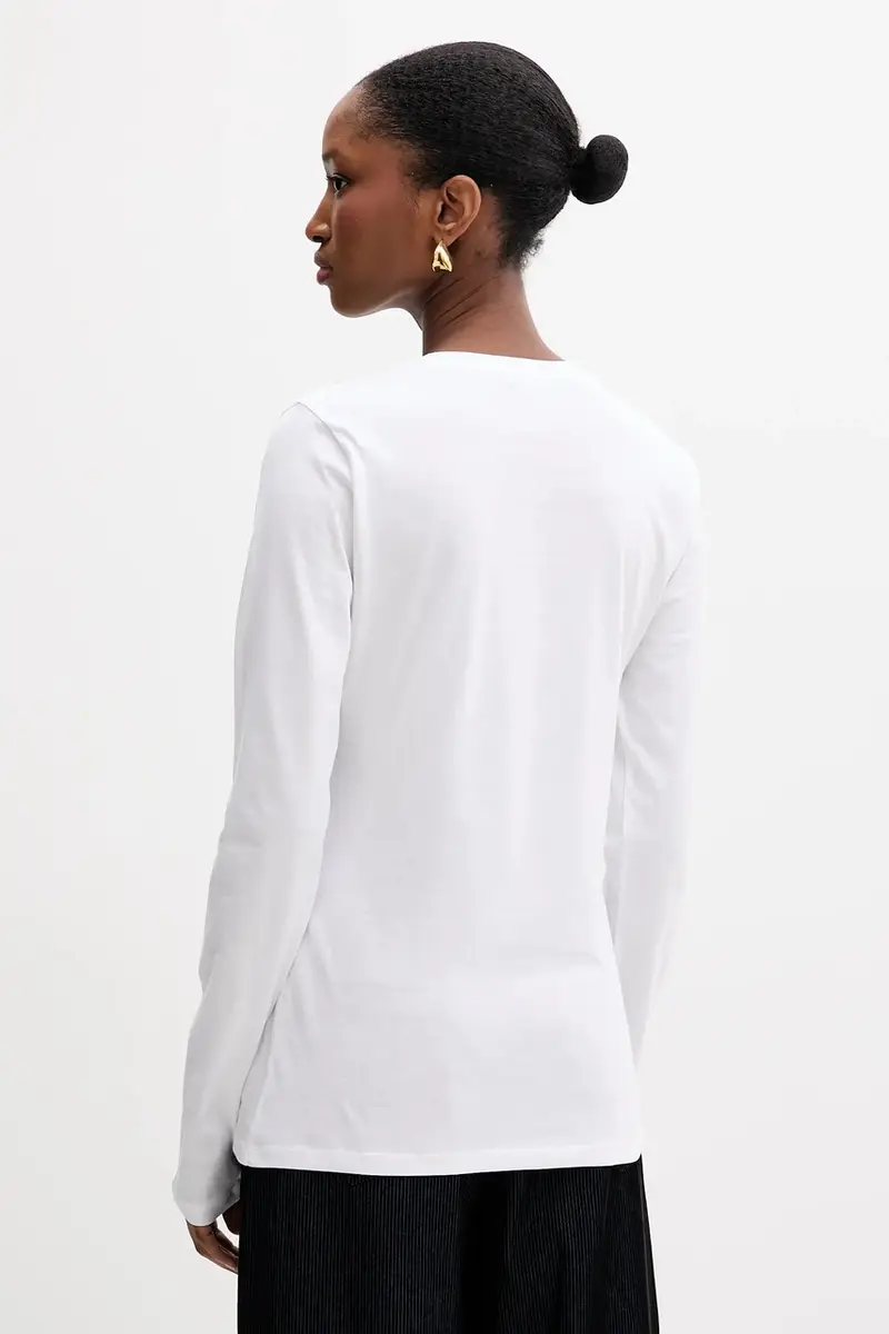 top a maniche lunghe in cotone colore bianco MF5464 JS923 miniatura 3