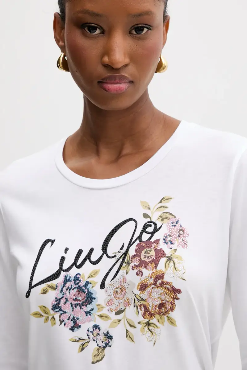 top a maniche lunghe in cotone colore bianco MF5464 JS923 miniatura 4