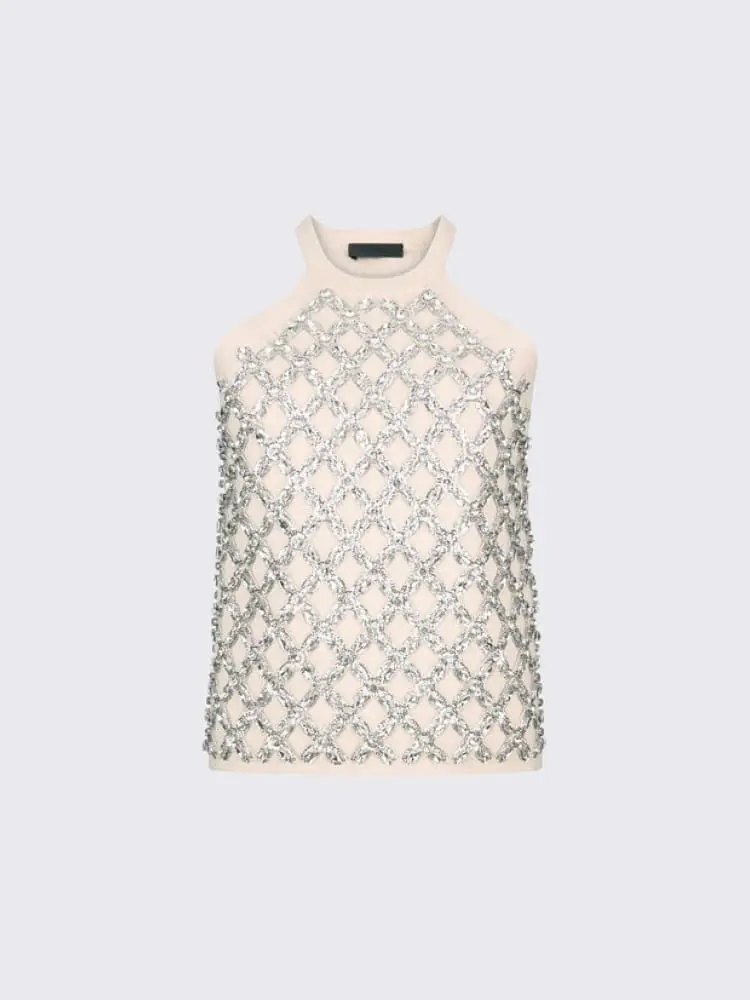 top bianco con ricami gioiello