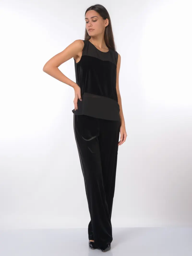 top da donna Liu Jo bitessuto a girocollo NERO miniatura 2