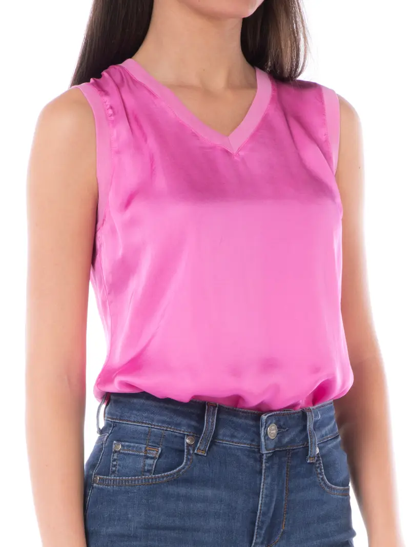 top da donna Liu Jo in raso con scollo a v VIOLA