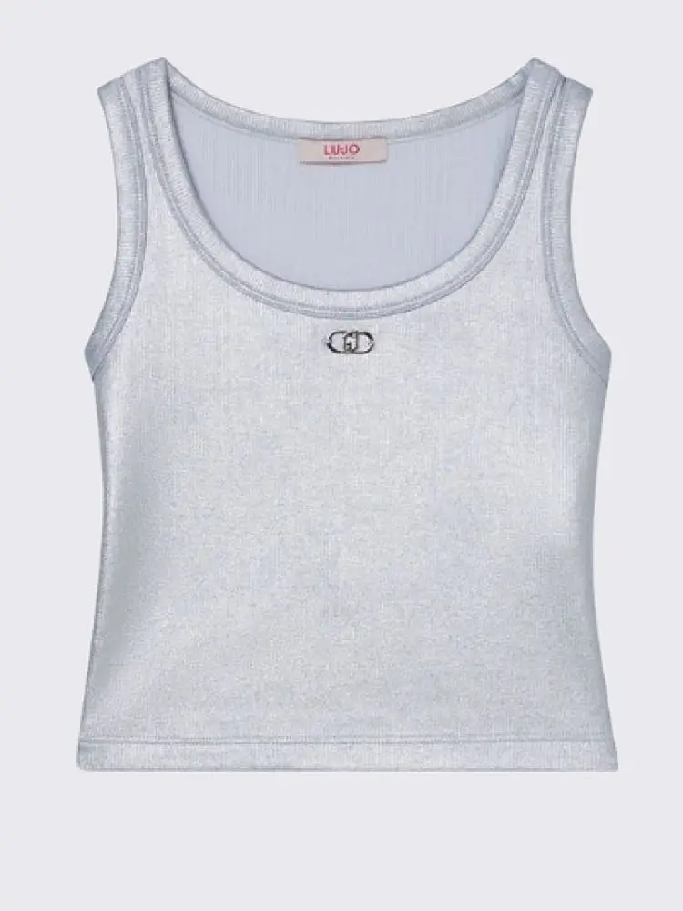 top kids/junior laminato argentato con logo frontale