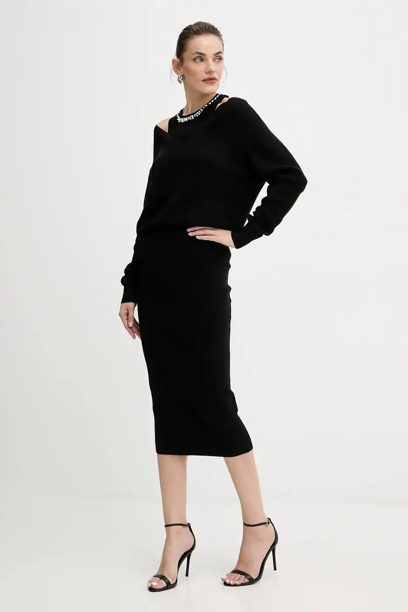 vestito con lana colore nero MF5161 MA85Q miniatura 2