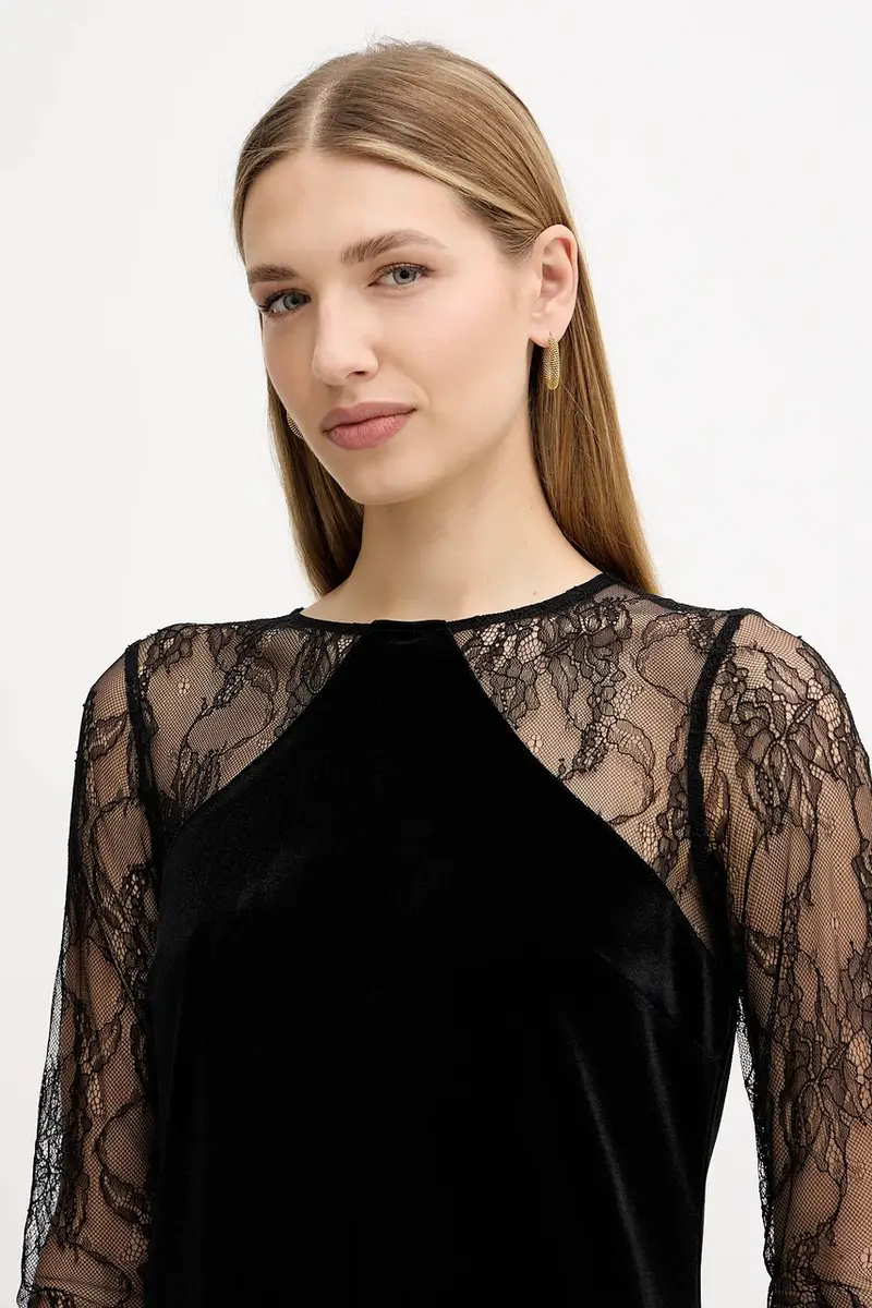 vestito in velluto Nero miniatura 4