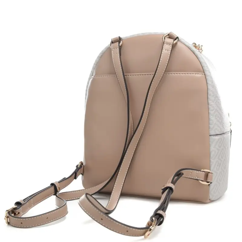 zaino da donna con inserto centrale a contrasto e manico in catena naturale miniatura 2