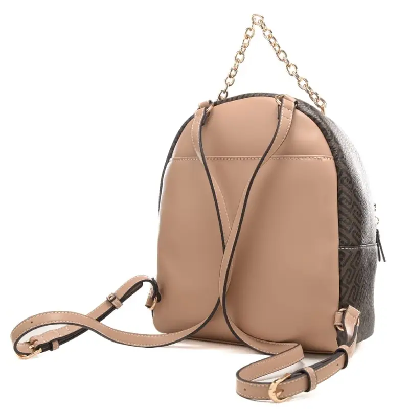 zaino da donna con inserto centrale a contrasto e manico in catena testa di moro miniatura 2