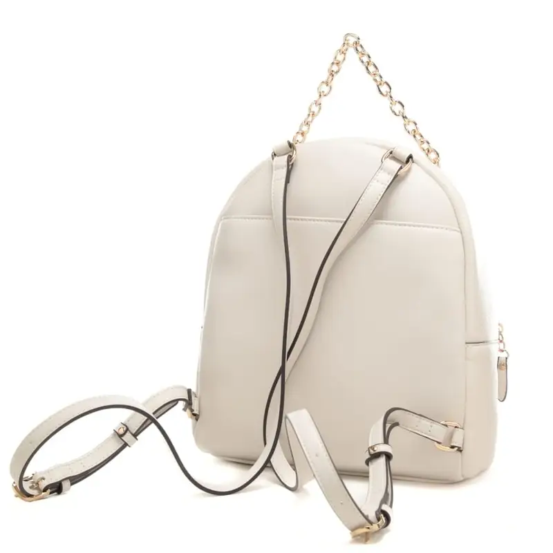 zaino da donna con inserto centrale ton sur ton e manico in catena crema miniatura 3