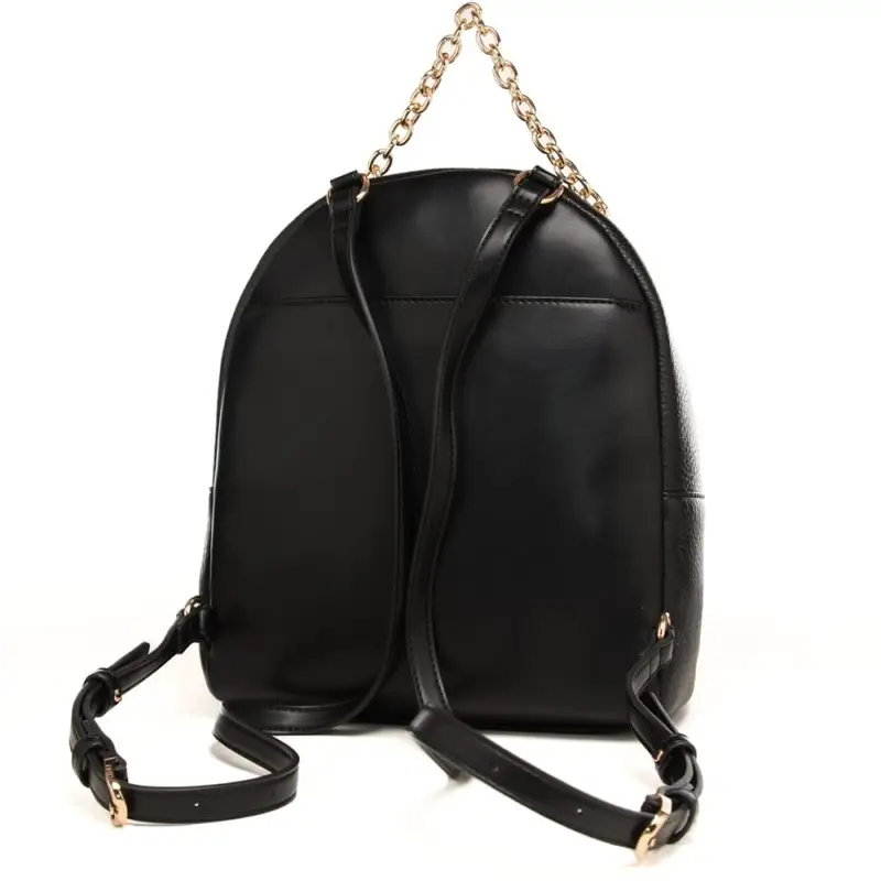 zaino da donna con inserto centrale ton sur ton e manico in catena nero miniatura 3