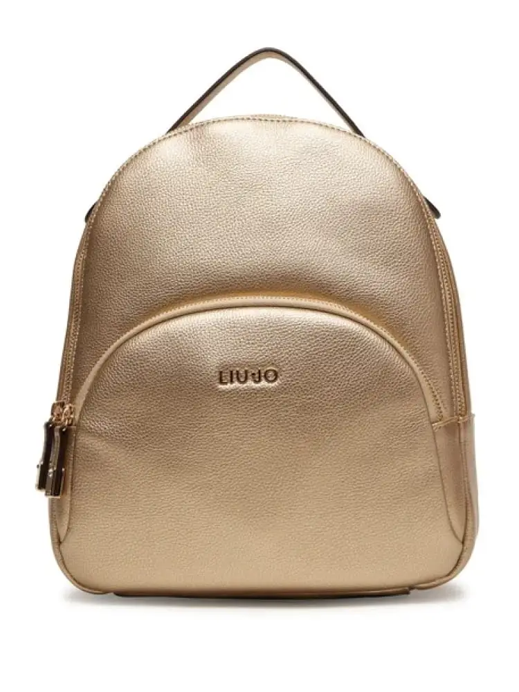 zaino donna in similpelle dorato con logo