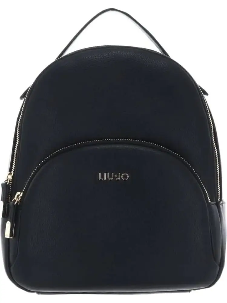 zaino donna in similpelle nero con logo dorato