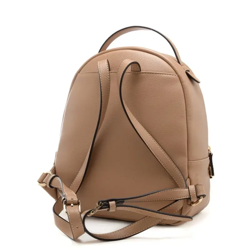 zaino piccolo da donna con texture martellata e tasca frontale cammello miniatura 3