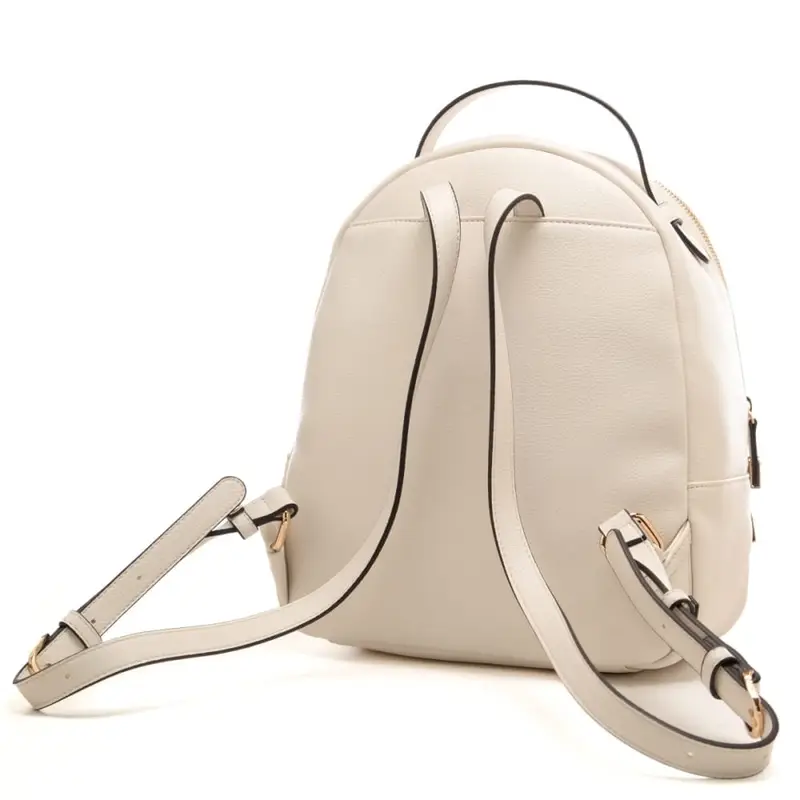 zaino piccolo da donna con texture martellata e tasca frontale crema miniatura 3