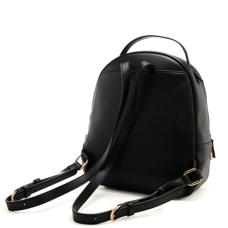 zaino piccolo da donna con texture martellata e tasca frontale nero miniatura 3