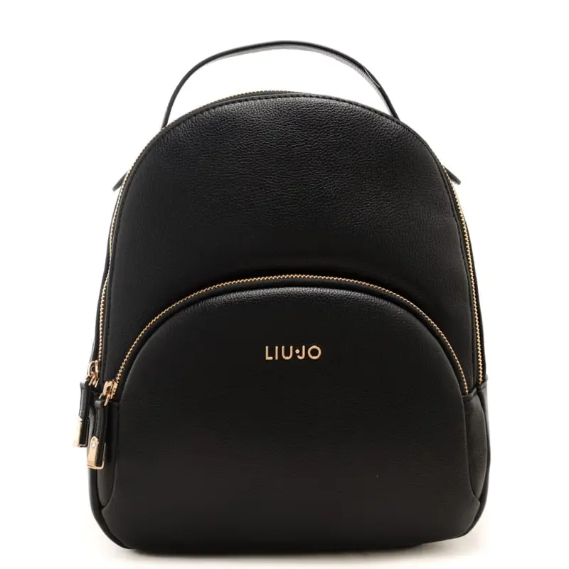 zaino piccolo da donna con texture martellata e tasca frontale nero