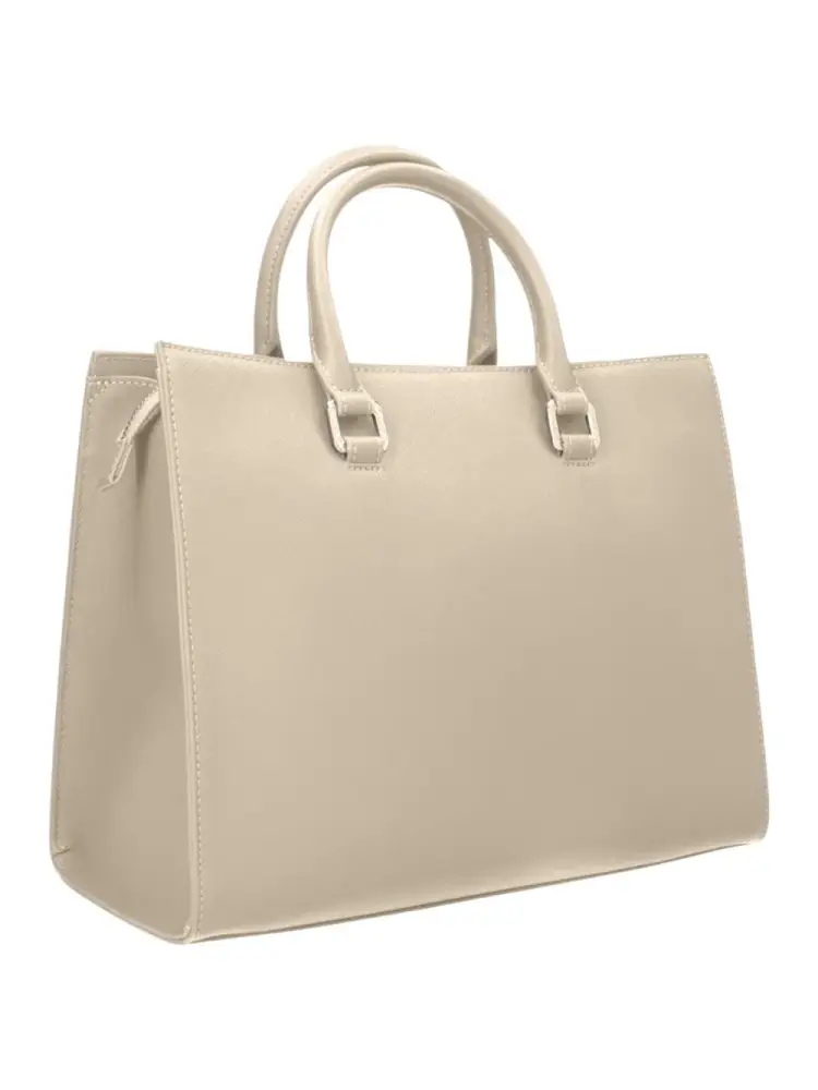 borsa beige donna logo sul davanti miniatura 2