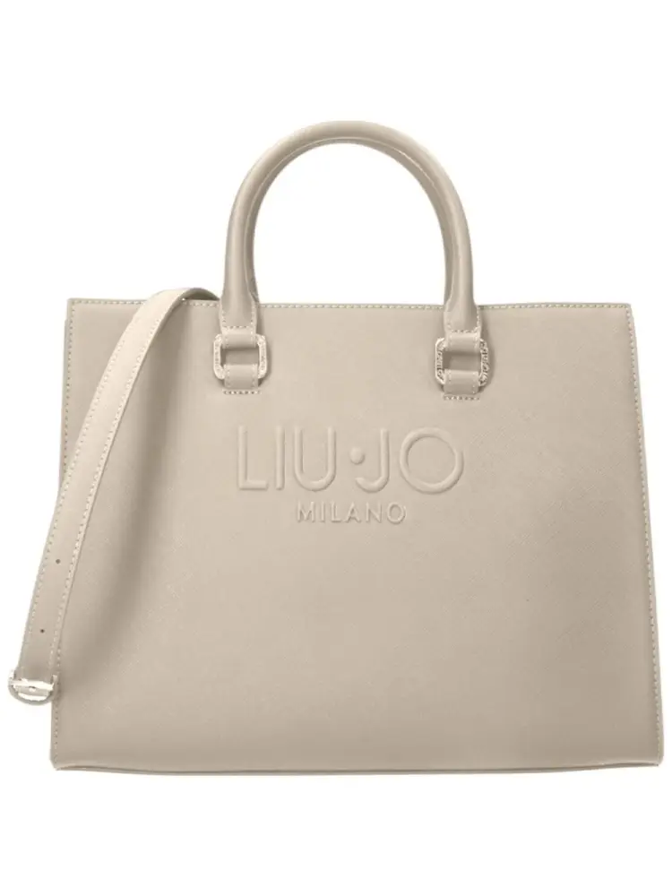 borsa beige donna logo sul davanti