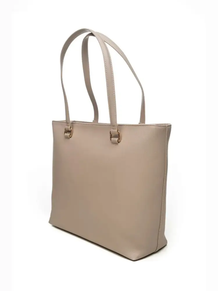 borsa crema donna logo sul davanti miniatura 2