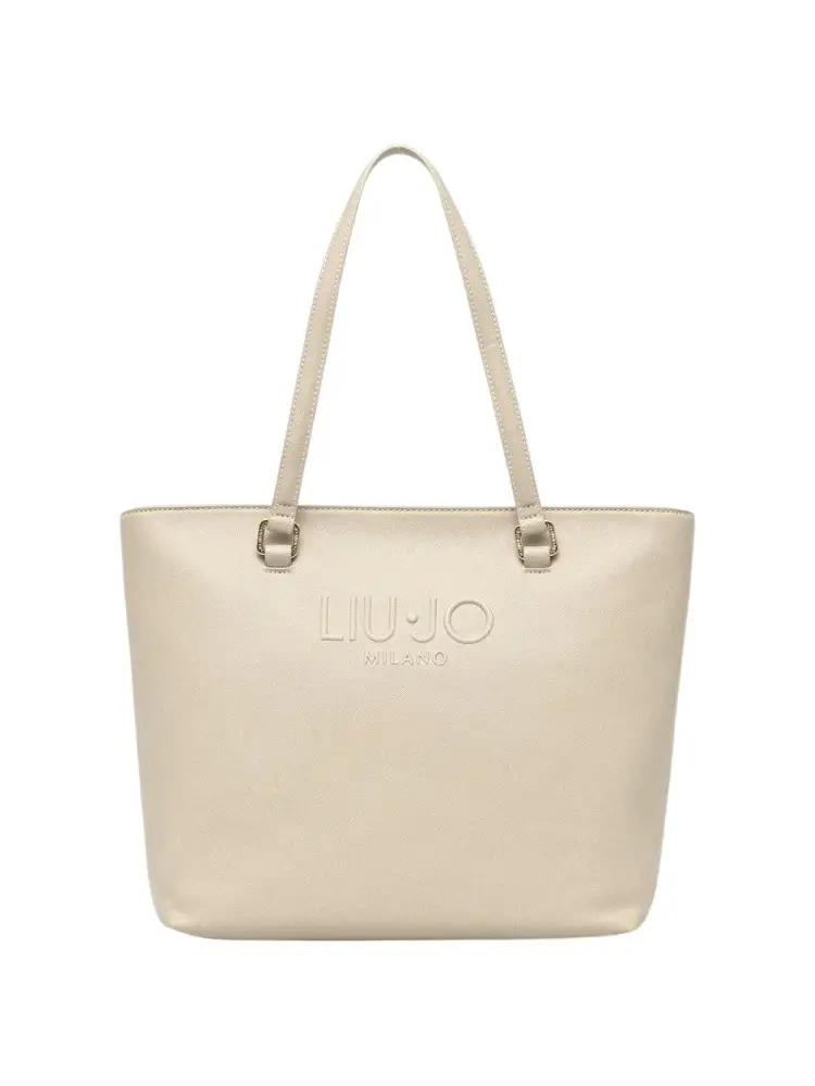 borsa crema donna logo sul davanti