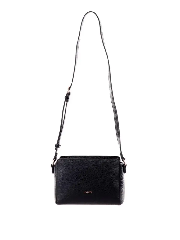 borsa nera donna logo sul fondo