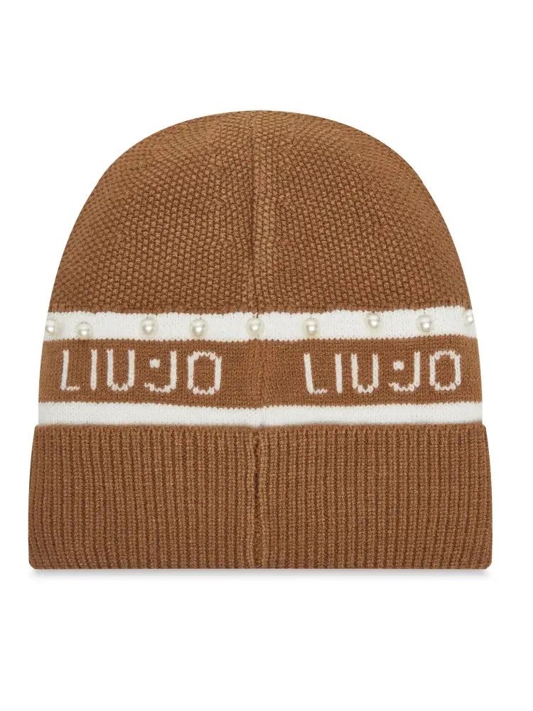 cappello beige donna in misto viscosa logo a contrasto con perline miniatura 2