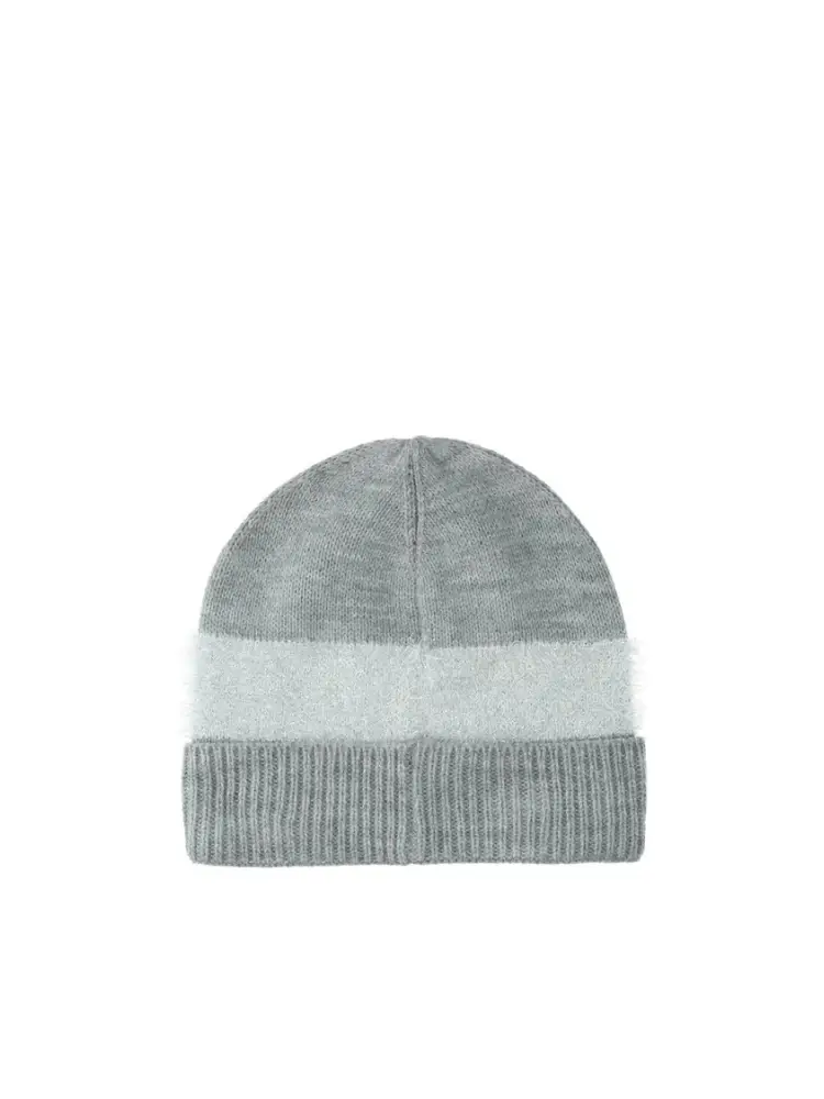 cappello grigio donna in misto lana mini logo sul fondo miniatura 2