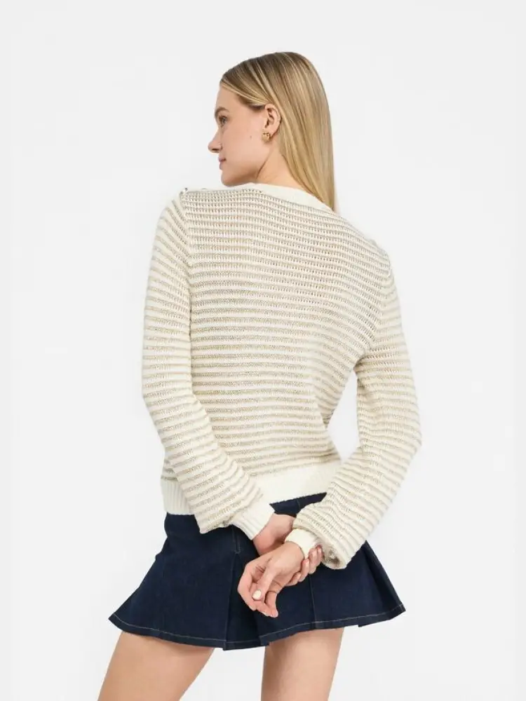 maglia panna e oro donna logo sui bottoni oro miniatura 2