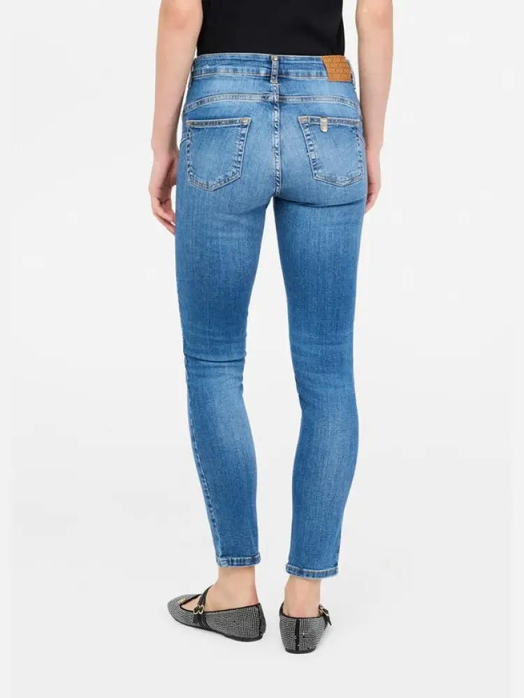 pantalone in denim donna logo sul retro miniatura 2