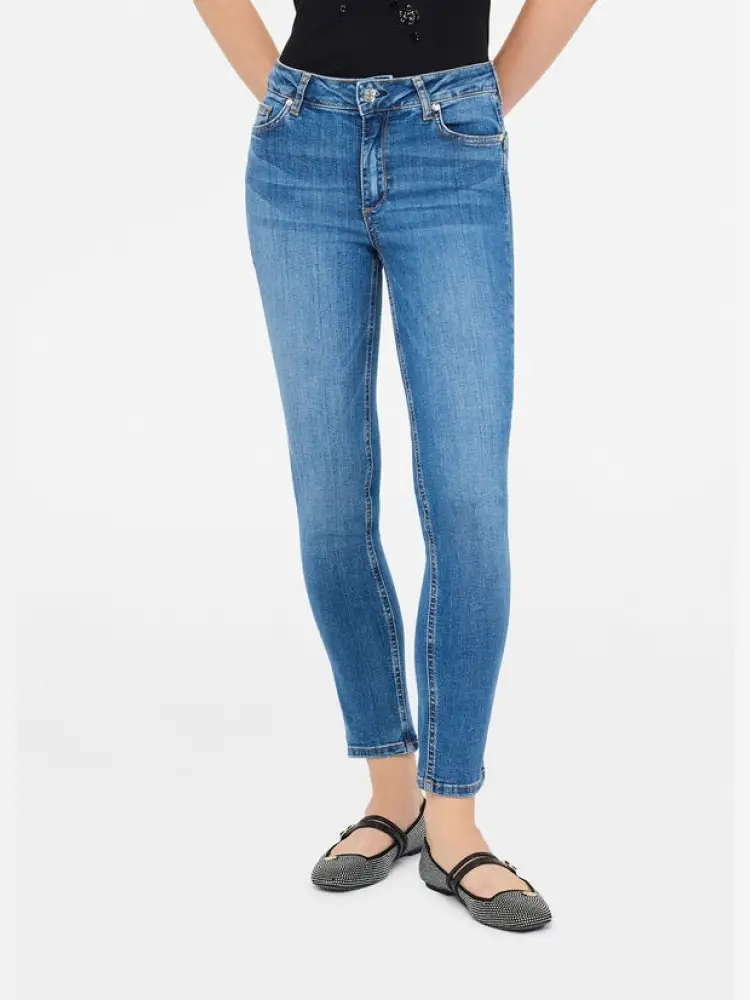 pantalone in denim donna logo sul retro