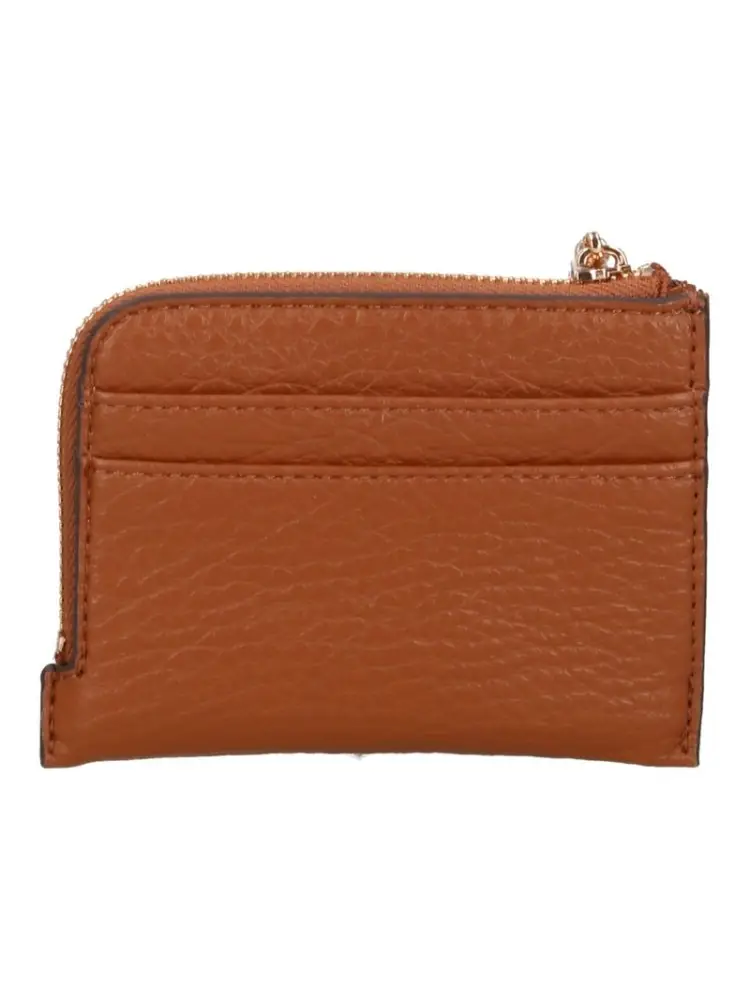 portacarte marrone donna in ecopelle mini logo sul fondo miniatura 2