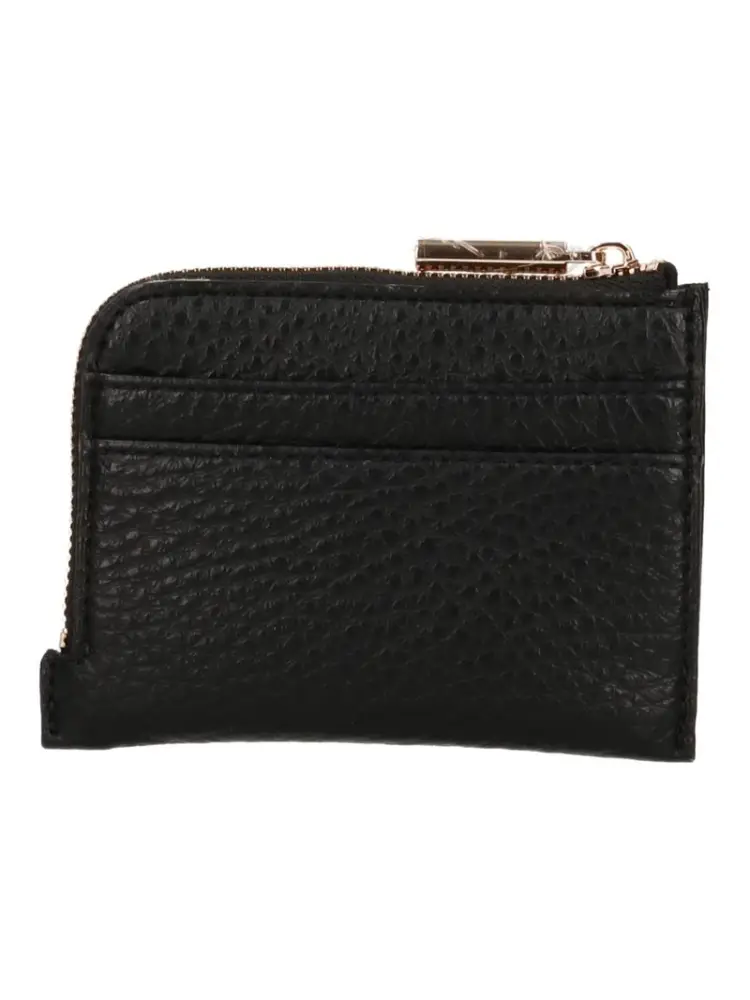 portacarte nero donna in ecopelle mini logo sul fondo miniatura 2