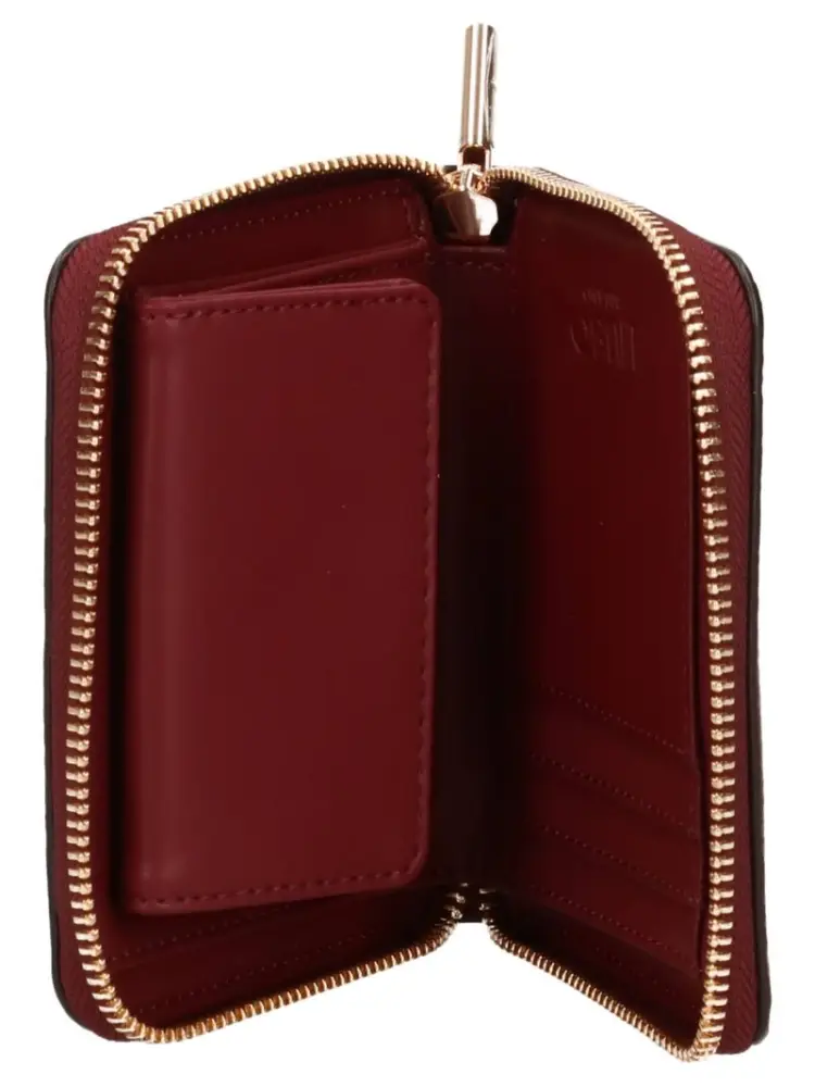 portafoglio bordeaux donna in ecopelle logo in metallo oro miniatura 2