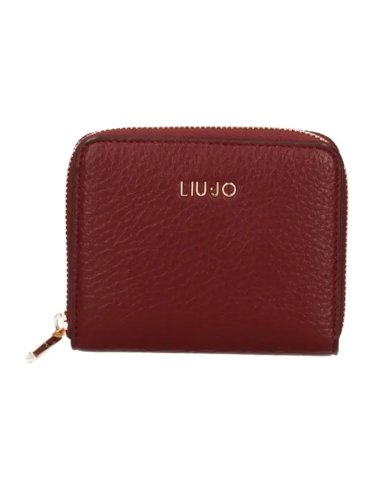 portafoglio bordeaux donna in ecopelle logo in metallo oro