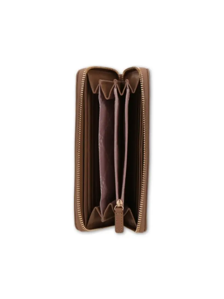 portafoglio marrone donna in ecopelle logo in rilievo tono su tono miniatura 2