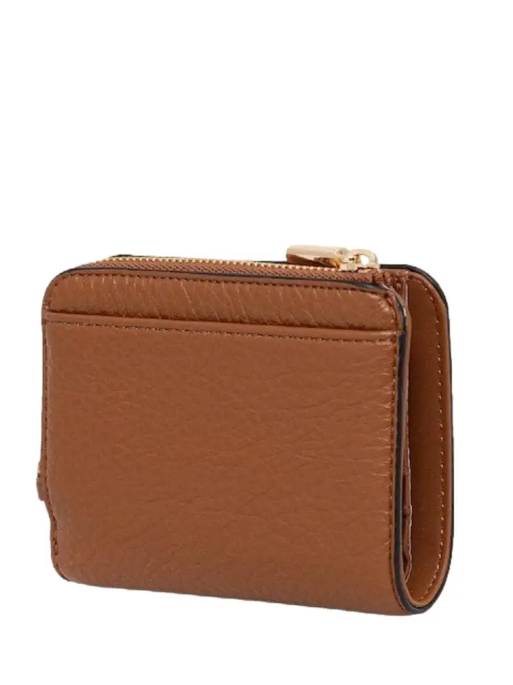 portafoglio marrone donna in ecopelle logo oro sul davanti miniatura 2