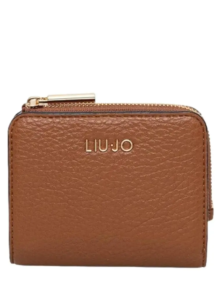 portafoglio marrone donna in ecopelle logo oro sul davanti