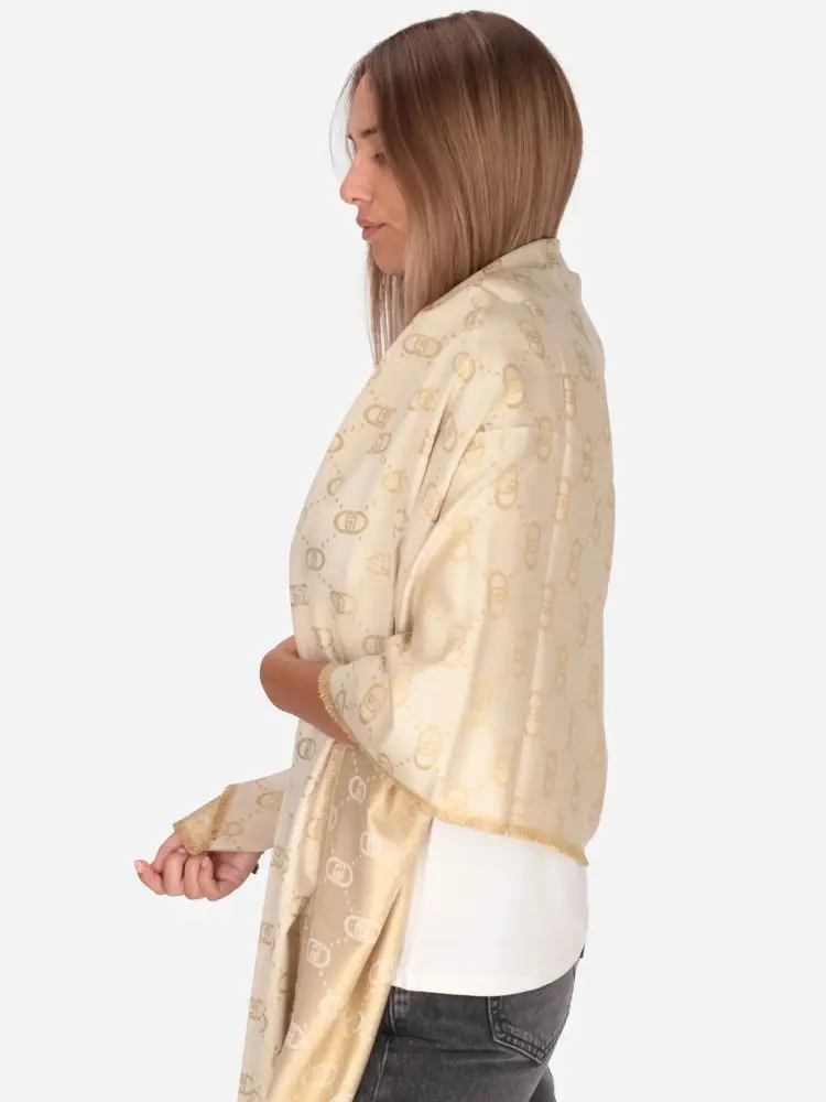 sciarpa beige donna in viscosa logo all over con glitter miniatura 2