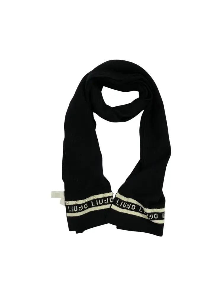 sciarpa nera donna logo sul fondo miniatura 2