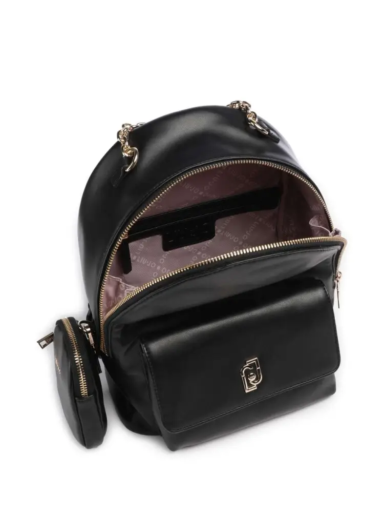 zaino nero donna logo sul davanti miniatura 2